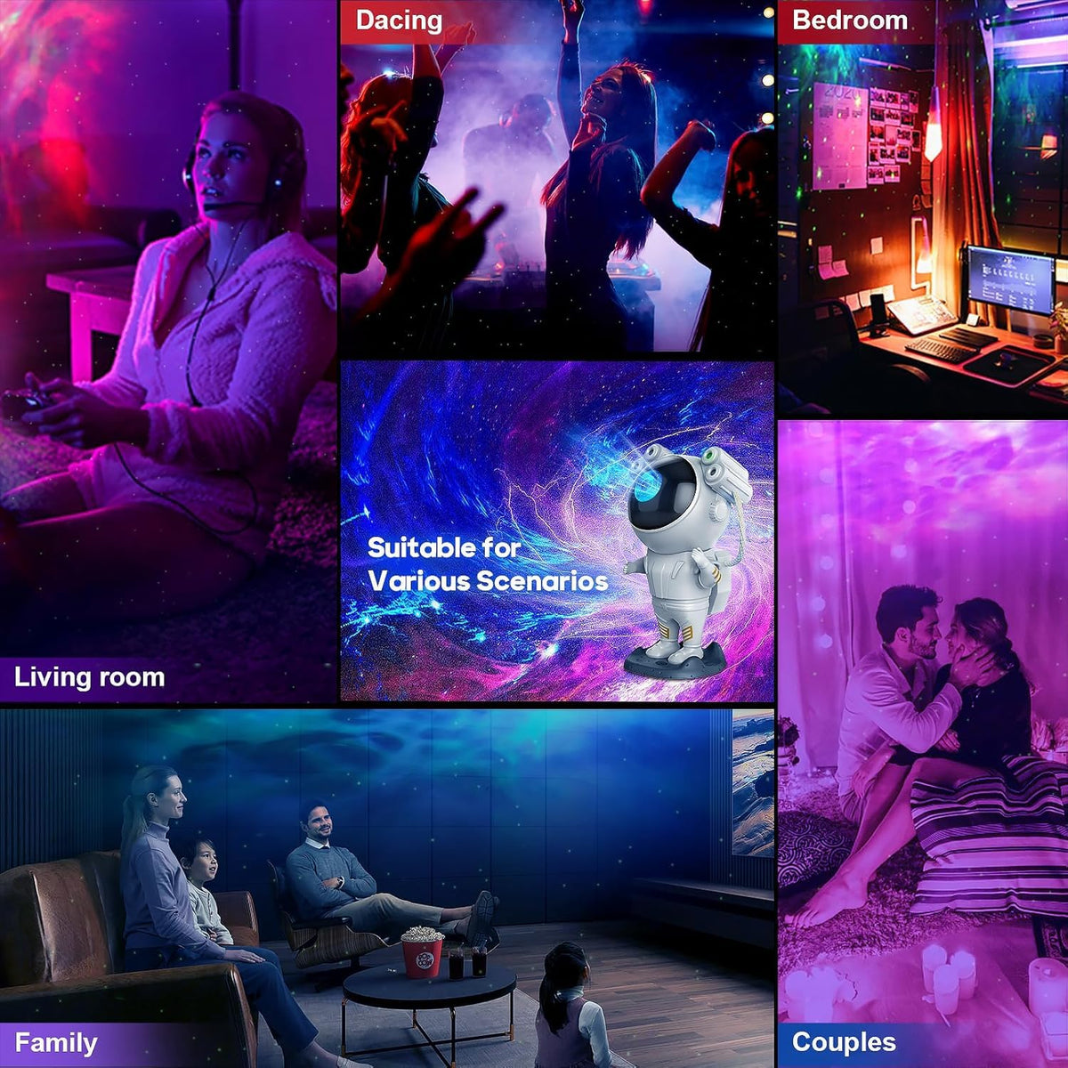 Cosmic Astronaut LED Star Projector Light – Galaxy Ambient Lamp for Bedroom & Home decor